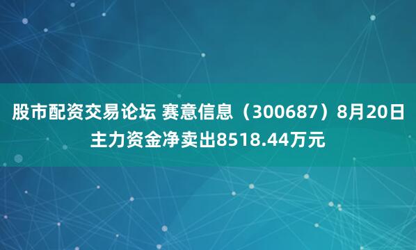 股市配资交易论坛 赛意信息（300687）8月20日主力资金净卖出8518.44万元